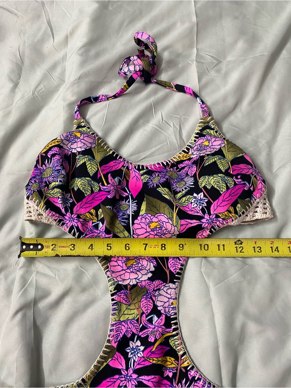 Victoria's Secret Tropical Floral Crochet Monokini Size Large Boho Festival - Picture 12 of 12